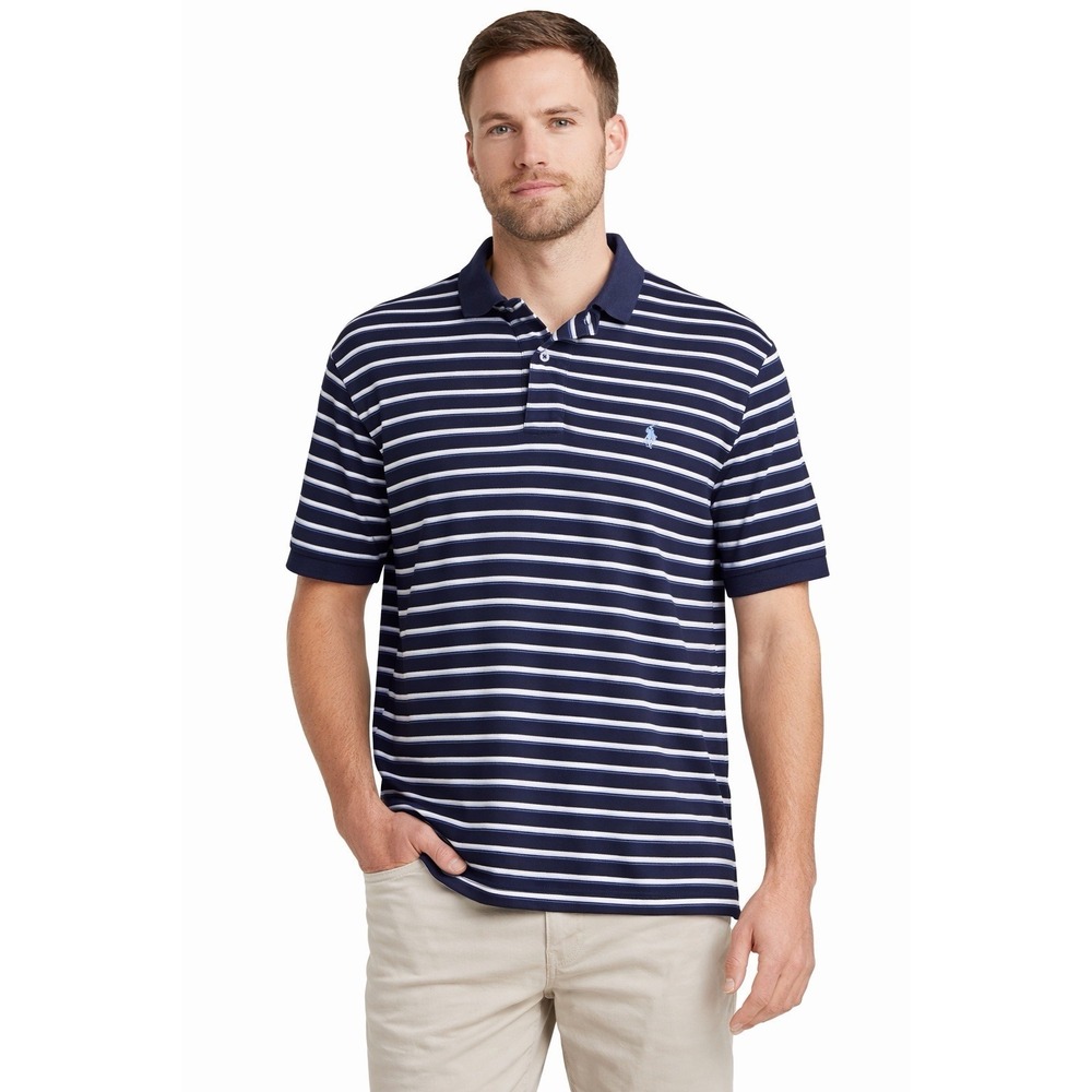 Polo Ralph Lauren Navy Blue‎ Striped Polo Shirt Men's Large Classic Fit